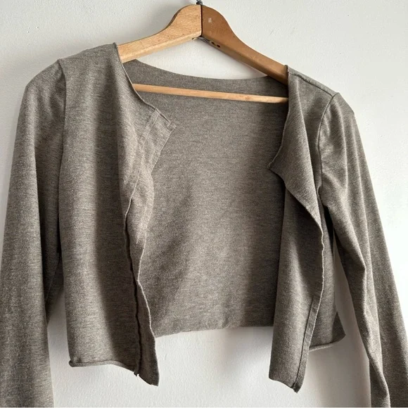 Y2K Cropped Flare Sleeve Open Front Cardigan - Picture 3 of 7